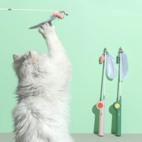 Juguete Caña de Pescar para Gatos - Varita Laser Retractable