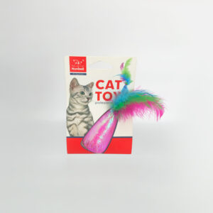 Juguete tornasolado con plumas para gatos